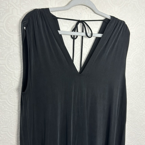 Anthropologie Eri + Ali Briella Cupro Midi Dress Tunic Slate Gray Lagenlook - Picture 4 of 9